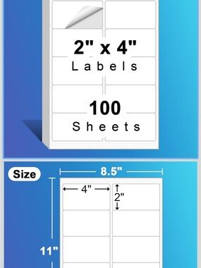 Blank 2" x 4" Shipping Labels - White (100 Sheets)